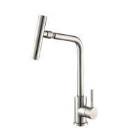 Factory price brush chrome faucet 304 stainless steel single hole deck mounted kitchen tap mixer