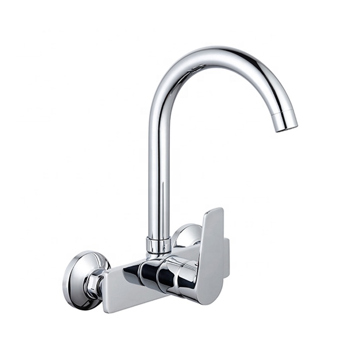 New design double hole wall hot cold water mounted kitchen faucet